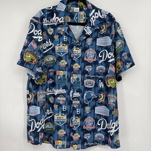 Los Angeles Dodger Blue Stadium 60th Anniversary Luau Night Hawaiian Shirt Large